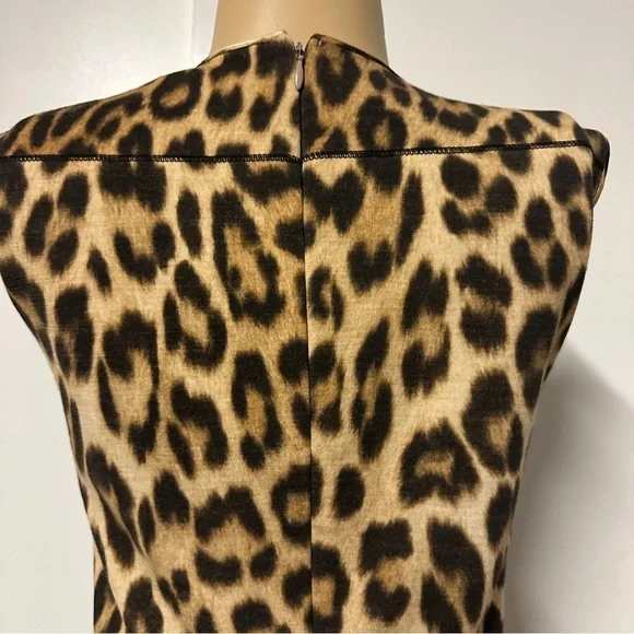 Blumarine Leopard Animal Print Midi Pencil Wool Dress Size Italy 42 US 6